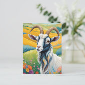 Freundliche Ziege mit farbenfrohen, lebhaften Hüge Postkarte (Stehend Vorderseite)