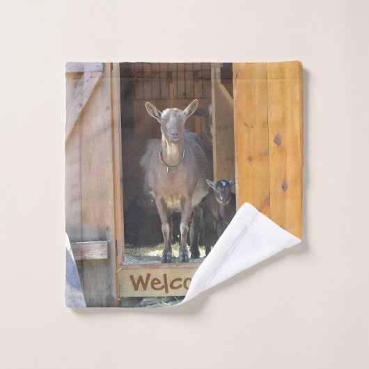 Freundliche Ziegen Badhandtuch Set (Waschlappen)