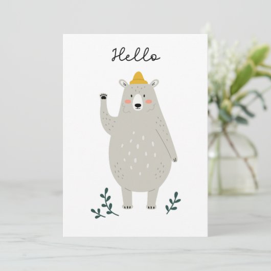 Freundlicher Bär - Hallo Grußkarte für jedes Kind (Stehend Vorderseite)