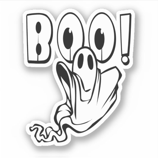 Freundlicher BOO-Geist Halloween Aufkleber (Vorderseite)