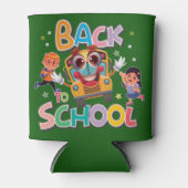 Freundlicher Bus mit Kindern, zurück zur Schule Dosenkühler (Vorderseite)