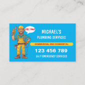 Freundlicher Cartoon Klempner Handyman Wasserrepar Visitenkarte (Vorderseite)