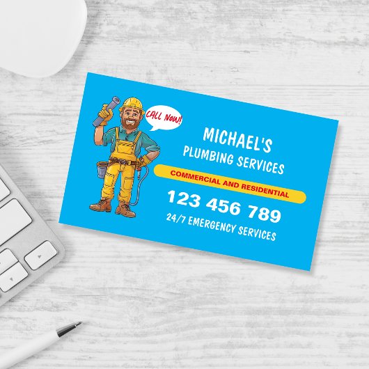 Freundlicher Cartoon Klempner Handyman Wasserrepar Visitenkarte
