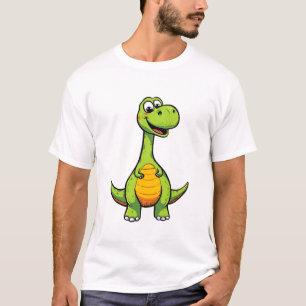 Freundlicher Dinosaurier Mit Grünem Rückenpanzer T-Shirt