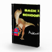 Freundlicher Dinosaurier mit Rucksack "Back to Sch Fotoblock (Rechts)