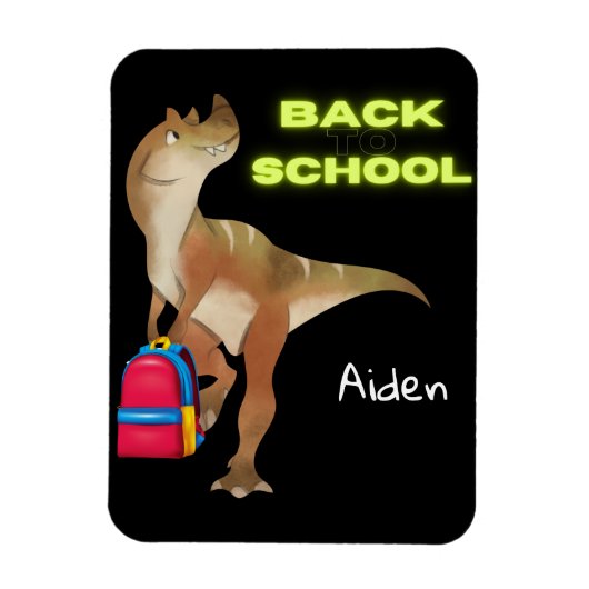 Freundlicher Dinosaurier mit Rucksack "Back to Sch Magnet (Vertikal)
