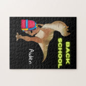 Freundlicher Dinosaurier mit Rucksack "Back to Sch Puzzle (Horizontal)