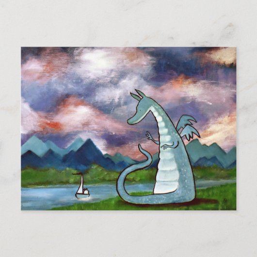 Freundlicher Dragon Art Postcard Niedlich Whimsica Postkarte (Vorderseite)