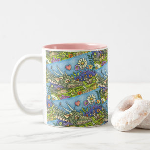 FREUNDLICHER EASTER DRAGON AUF BUNNY TRAIL Niedlic Zweifarbige Tasse