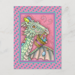 FREUNDLICHER EASTER EGG DRAGON, NIEDLICH FANTASY FEIERTAGSPOSTKARTE