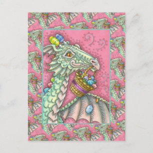 FREUNDLICHER EASTER EGG DRAGON, NIEDLICH FANTASY FEIERTAGSPOSTKARTE