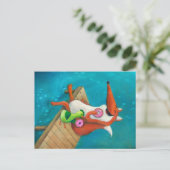 Freundlicher Fox und Huhn, die Schaumgummiringe Postkarte (Stehend Vorderseite)