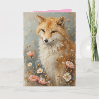 Freundlicher Fuchs unter den Blumen Karte