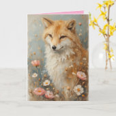 Freundlicher Fuchs unter den Blumen Karte (Gelbe Blume)