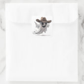 Freundlicher Geist mit Cowboyhut 👻 Quadratischer Aufkleber (Tasche)