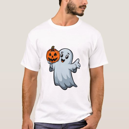 Freundlicher Geist mit Pumpkin Lantern T-Shirt (Vorderseite)
