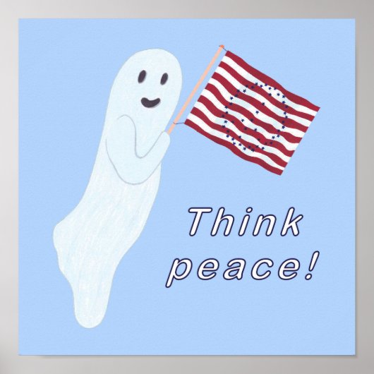 Freundlicher Geist mit U.S.-Flagge und Friedenszei Poster (Vorne)