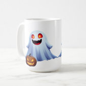 Freundlicher Geist unter Jack O Lanterns Halloween Kaffeetasse (Vorderseite Links)