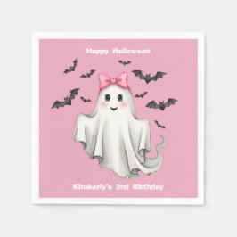 Freundlicher Girl Ghost mit Fledermäusen Serviette