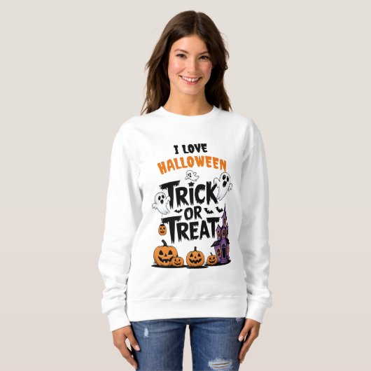 Freundlicher Halloween-Spaß mit Gespenstern und Kü Sweatshirt (Vorne ganz)