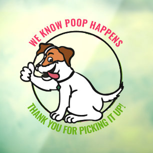 Freundlicher Hund Kackend Abholfenster-Zeichen Fensteraufkleber