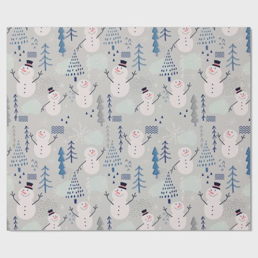 Freundlicher kleiner Schneemann Geschenkpapier (Flach)