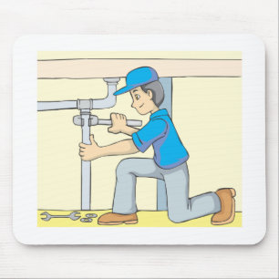Freundlicher Klempner-Cartoon Mousepad