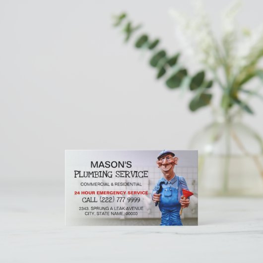 Freundlicher Klempner- und Klempnerservice Visitenkarte (Stehend Vorderseite)