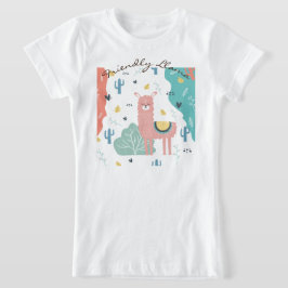 Freundlicher Llama in einer Landschaft Girls T-Shirt