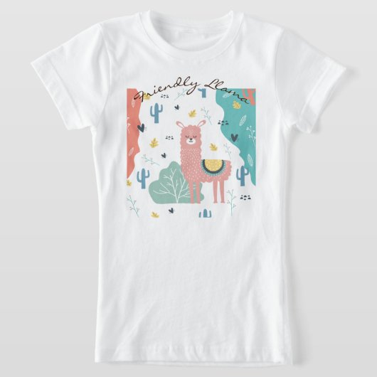Freundlicher Llama in einer Landschaft Girls T-Shirt (Ablage )