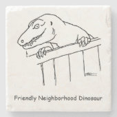 Freundlicher Nachbarschafts-Dinosaurier Steinuntersetzer (Vorderseite)