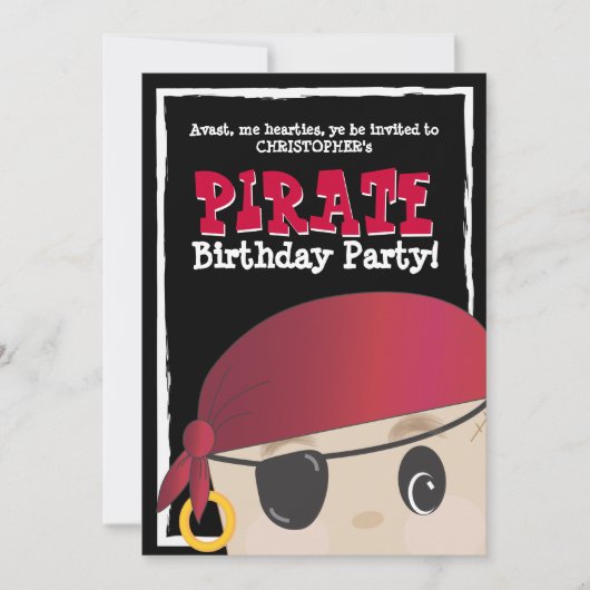 Freundlicher Piraten-Geburtstag oder Einladung (Vorderseite)