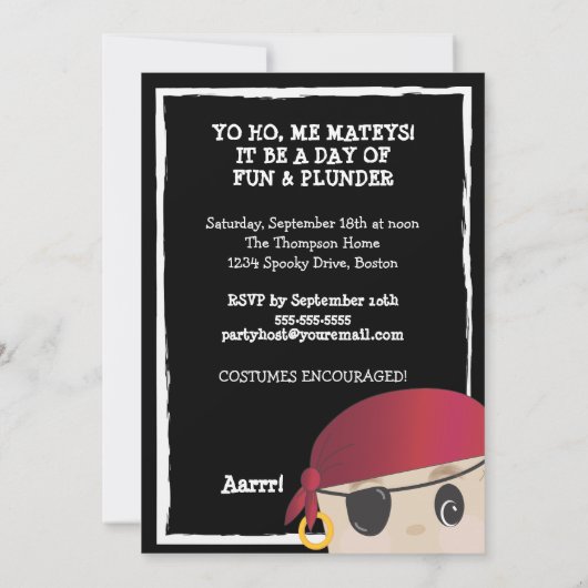 Freundlicher Piraten-Geburtstag oder Einladung (Rückseite)