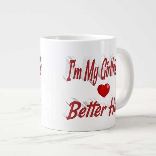Freundlicher roter Text Jumbo-Tasse (Vorderseite Rechts)