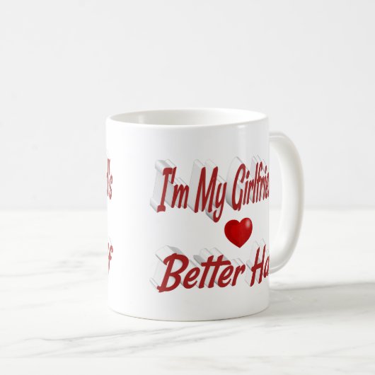 Freundlicher roter Text Kaffeetasse (VorderseiteRechts)