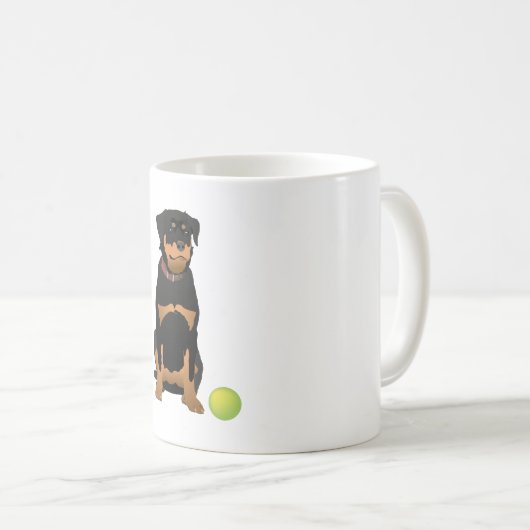 Freundlicher Rottweiler mit Green Ball Kaffeetasse (VorderseiteRechts)