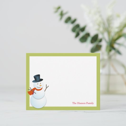 Freundlicher Schneemann Nordpol grün Weihnachten V Einladung (Stehend Vorderseite)