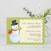 Freundlicher Schneemann Nordpol Grün Weihnachtsfes Einladung (Stehend Vorderseite)