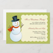 Freundlicher Schneemann Nordpol Grün Weihnachtsfes Einladung (Vorne/Hinten)