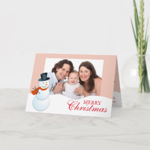 Freundlicher Schneemann Nordpol Rosa Weihnachtsfes Feiertagskarte