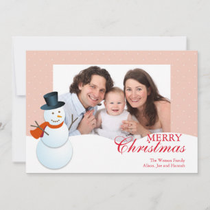 Freundlicher Schneemann Nordpol Rosa Weihnachtsfes Feiertagskarte