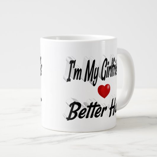 Freundlicher schwarzer Text Jumbo-Tasse (Vorderseite Rechts)