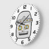 Freundlicher silberner Roboter-Kopf Große Wanduhr (Winkel)
