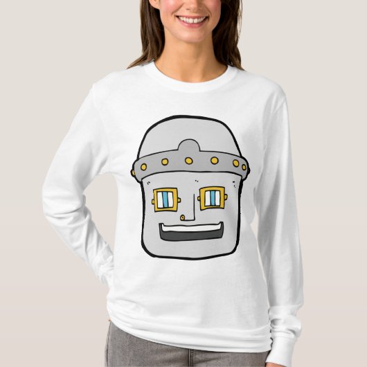 Freundlicher silberner Roboter-Kopf T-Shirt (Vorderseite)