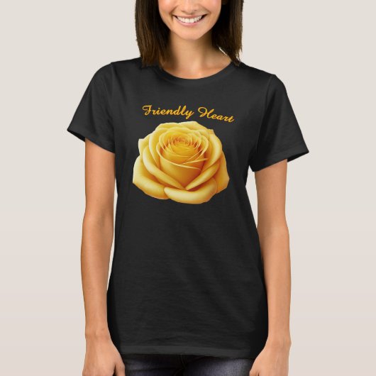 Freundlicher T - Shirt Herzgelbes Rose (Vorderseite)