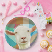 Freundlicher weißer Ziegenboden - farbenfroher geo Pappteller (Party)