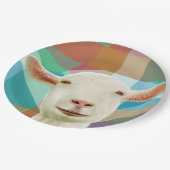 Freundlicher weißer Ziegenboden - farbenfroher geo Pappteller (Schrägansicht)