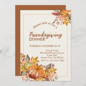 Freundliches Abendessen Erntedank Herbstkürbis Einladung (Vorne/Hinten)