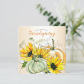 Freundliches Abendessen Sonnenblume Blume w. Pumpk Einladung (Stehend Vorderseite)