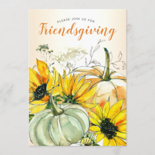 Freundliches Abendessen Sonnenblume Blume w. Pumpk Einladung